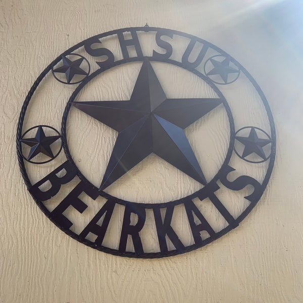 24",32" SHSU SAM HOUSTON BEARKATS RUSTIC DARK BROWN METAL CUSTOM VINTAGE CRAFT RUSTIC BROWN TEAM STAR HANDMADE