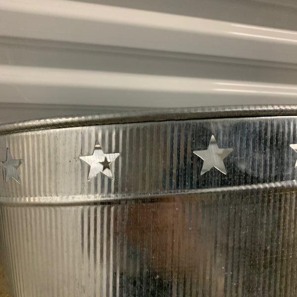 24" TEXAS BUCKET SILVER METAL OVAL TUB BEVERAGE HOLDER WESTERN HOME DECOR HANDMADE NEW #EH12495