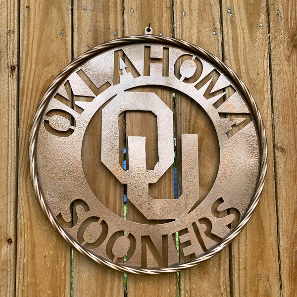 12",18",24",32" OU SOONERS HAMMERED COPPER CUSTOM METAL VINTAGE CRAFT TEAM SIGN HANDMADE CRAFT