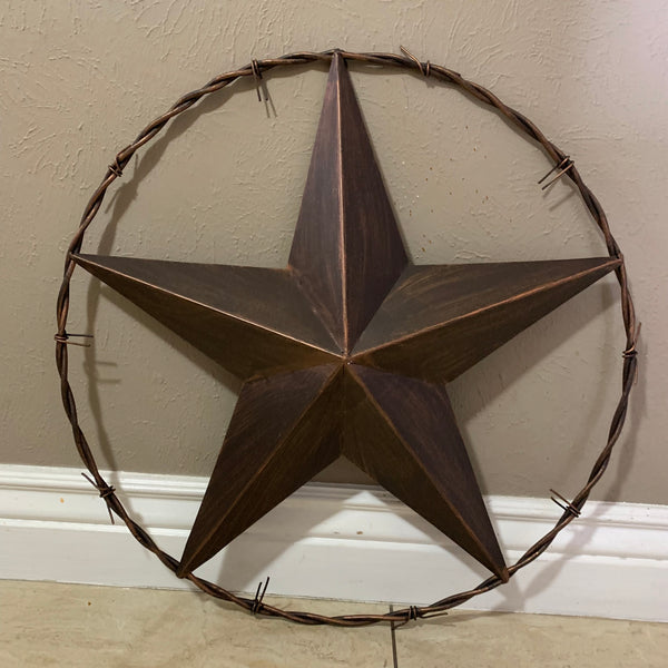 24" BARBWIRE TWISTED RING METAL WALL ART WESTERN HOME DECOR RUSTIC BRONZE COPPER #A10024