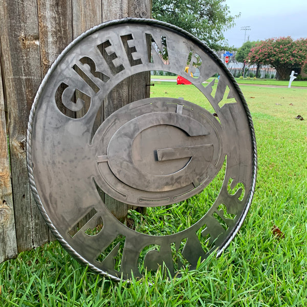 12",18",24",32",36" RAW METAL GREEN BAY PACKERS DISC CUSTOM METAL VINTAGE CRAFT TEAM SPORTS SIGN HANDMADE