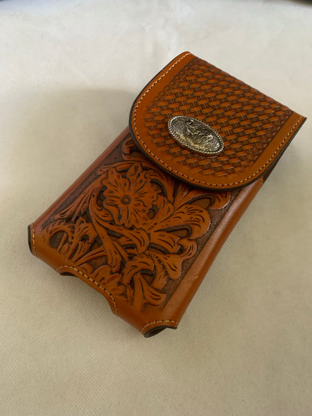 L_2069-1  7" ROOSTER TAN BROWN LEATHER POUCH EXTRA LARGE  BELT LOOP HOLSTER CELL PHONE CASE UNIVERSAL OVERSIZE