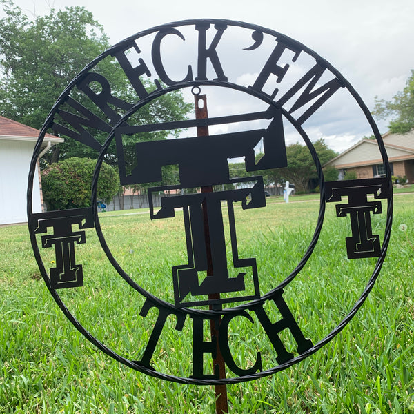 12", 18", 24", 32" WRECKEM TEXAS TECH METAL CUSTOM VINTAGE CRAFT TEAM SIGN HANDMADE