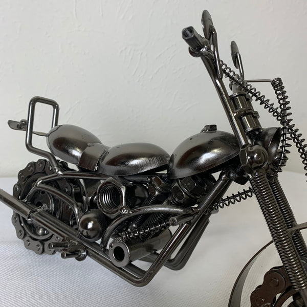 12" HARLEY STYLE MOTORCYCLE GUN METAL WESTERN HOME BAR DECOR NEW