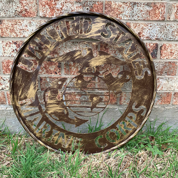 #EH10085 18",24",32" US MARINE CORPS MILITARY LASERCUT METAL PATRIOTIC WALL ART WESTERN HOME DECOR HANDMADE RUSTIC BRONZE COPPER