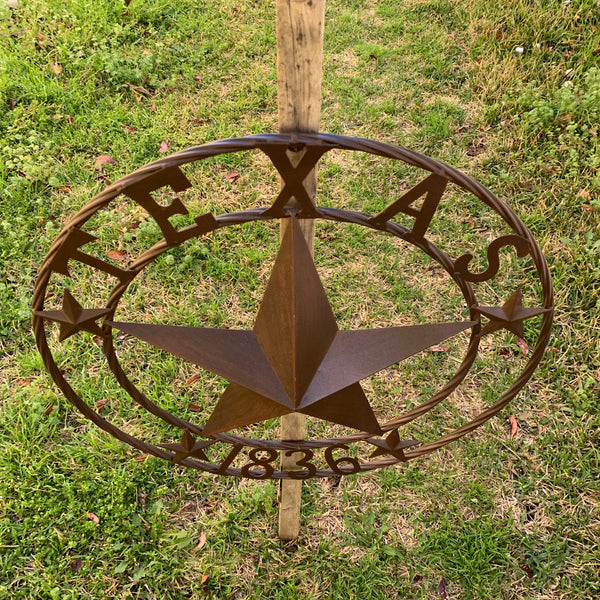 24", 32",36",40" TEXAS 1836 RUSTIC BROWN BARN STAR METAL WALL WESTERN HOME DECOR HANDMADE