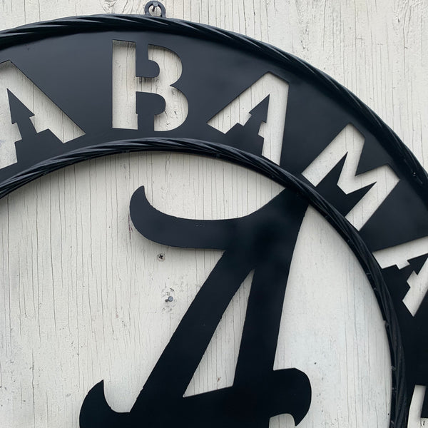 ALABAMA CRIMSON TIDE BLACK WIDE BAND RING LASERCUT CUSTOM METAL VINTAGE TEAM CRAFT HANDMADE