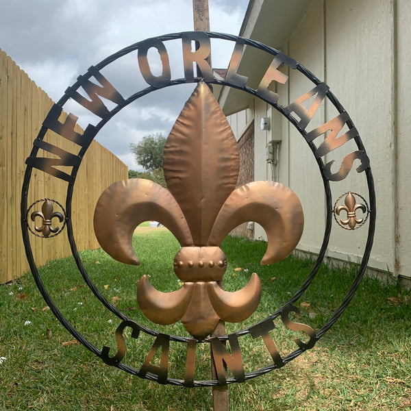 18", 24", 32" NEW ORLEANS SAINTS METAL SIGN WALL ART WESTERN HOME DECOR RUSTIC GOLD & BLACK ART NEW