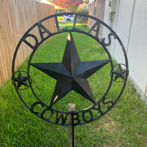 24" STAR & 34" STAKE DALLAS COWBOYS DECOR METAL ART WESTERN HOME WALL DECOR ALL RUSTIC BLACK STAR WITH 34" STAKE