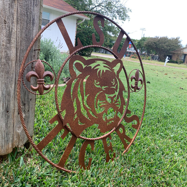12:,18",24",32",36" LSU TIGERS METAL CUSTOM VINTAGE CRAFT ART SIGN