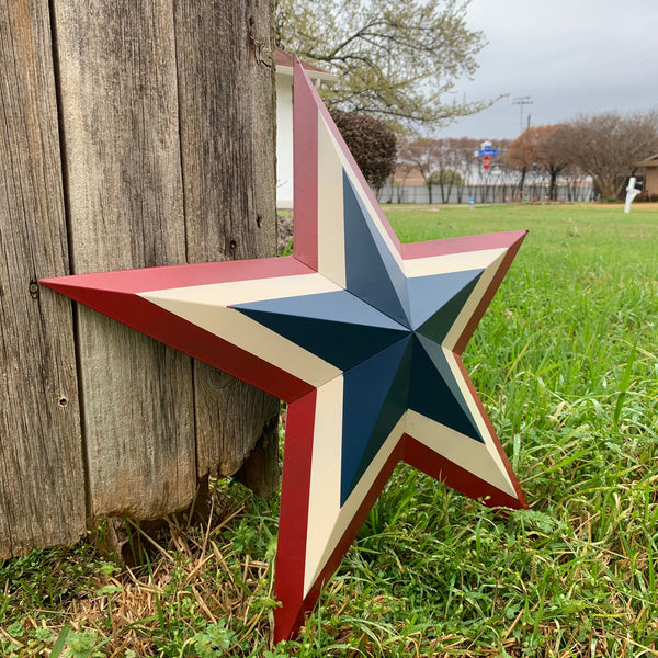 12",16",24",30",36" RED WHITE BLUE METAL BARN STAR METAL WALL ART HANDMADE