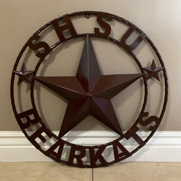 24",32" SHSU SAM HOUSTON BEARKATS RUSTIC DARK BROWN METAL CUSTOM VINTAGE CRAFT RUSTIC BROWN TEAM STAR HANDMADE