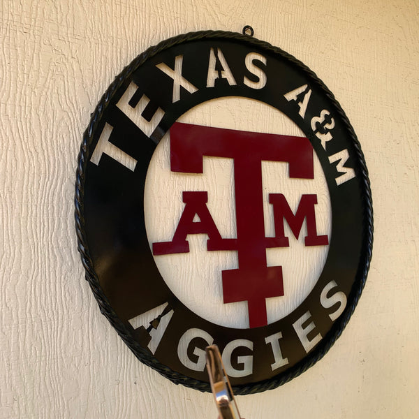 24" TEXAS A&M WIDE BAND RING CUSTOM METAL VINTAGE CRAFT SIGN TEAM HANDMADE