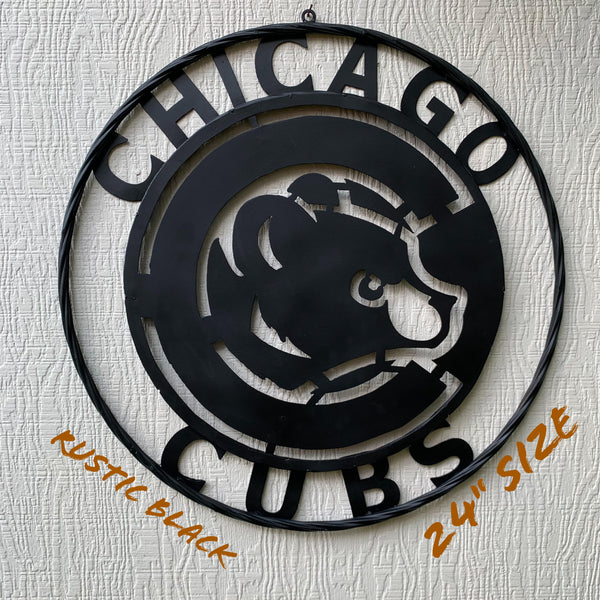 12", 18", 24", 32" CHICAGO CUBS CUSTOM BLACK & RAW METAL VINTAGE CRAFT TEAM SPORTS SIGN HANDMADE