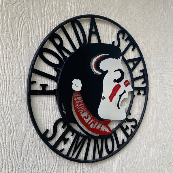 12", 18", 24", 32" FSU FLORIDA STATE SEMINOLES INDIAN LOGO METAL CUSTOM VINTAGE CRAFT TEAM SIGN