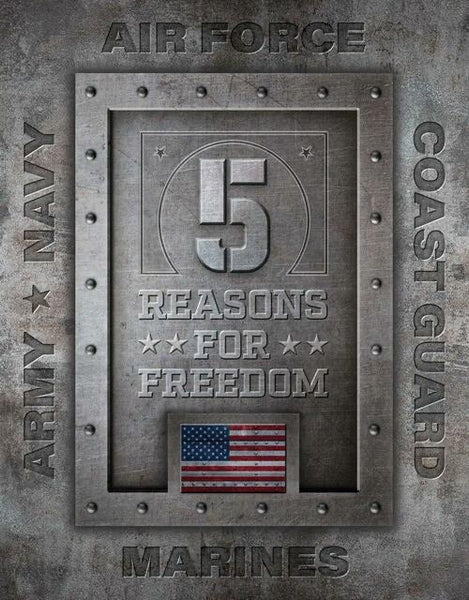 5 REASONS FOR FREEDOM TIN SIGN METAL ART WESTERN HOME DECOR CRAFT #2432 --FREE SHIPPING