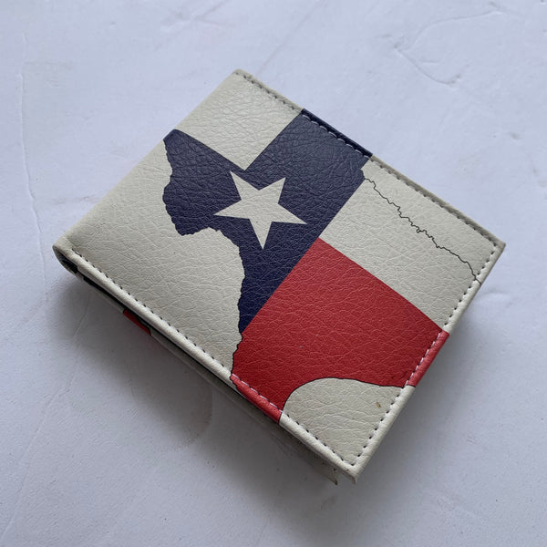 4.25" x 3.75" TEXAS FLAG WALLET LEATHER BIFOLD WALLET NEW-- FREE SHIPPING