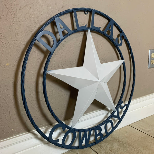 DALLAS COWBOYS STAR METAL BARN LONE STAR WESTERN HOME DECOR BLUE & WHITE STAR, SIZE:24",32",36",40",42",44",46",50"