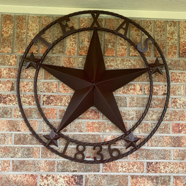 36" TEXAS 1836 BROWN BARN STAR METAL ART WESTERN HOME DECOR VINTAGE RUSTIC CRAFT ART