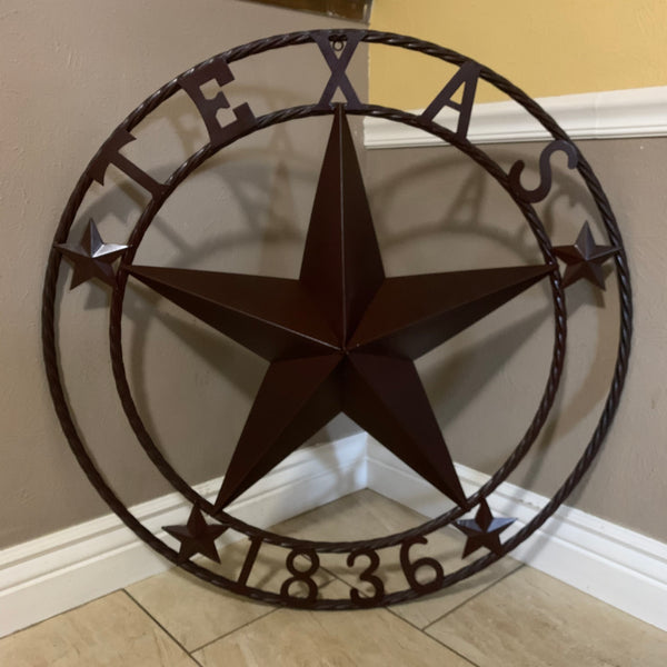 36" TEXAS 1836 BROWN BARN STAR METAL ART WESTERN HOME DECOR VINTAGE RUSTIC CRAFT ART