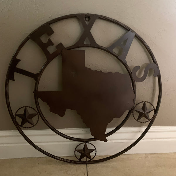 24" State of Texas Map Metal Wall Art Western Home Decor Vintage Rustic Bronze Copper New