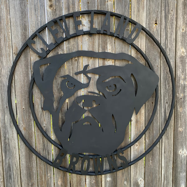 CLEVELAND BROWNS METAL CUSTOM VINTAGE CRAFT ART HANDMADE RUSTIC BLACK