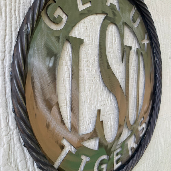 12",18",24",32" LSU GEAUX TIGERS CUSTOM METAL VINTAGE CRAFT TEAM SIGN WESTERN HOME DECOR HANDMADE