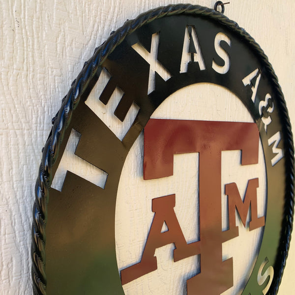 24" TEXAS A&M WIDE BAND RING CUSTOM METAL VINTAGE CRAFT SIGN TEAM HANDMADE