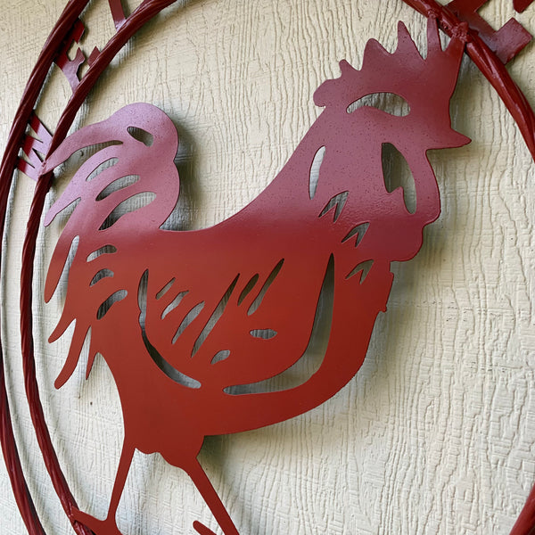 YOUR CUSTOM NAME RED ROOSTER LASERCUT METAL ART WITH RING DESIGN WESTERN METAL ANIMAL ART HOME WALL DECOR BRAND NEW