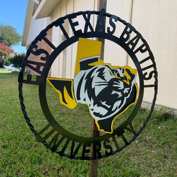 EAST TEXAS BAPTIST UNIVERSITY METAL CUSTOM VINTAGE CRAFT SIGN WALL ART TEAM HANDMADE