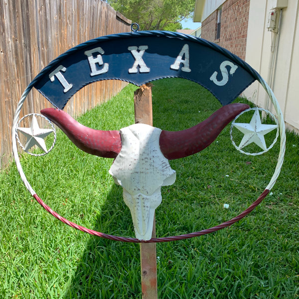24" X 18" TEXAS LONGHORNS METAL ART WALL DECOR WESTERN HOME DECOR NEW