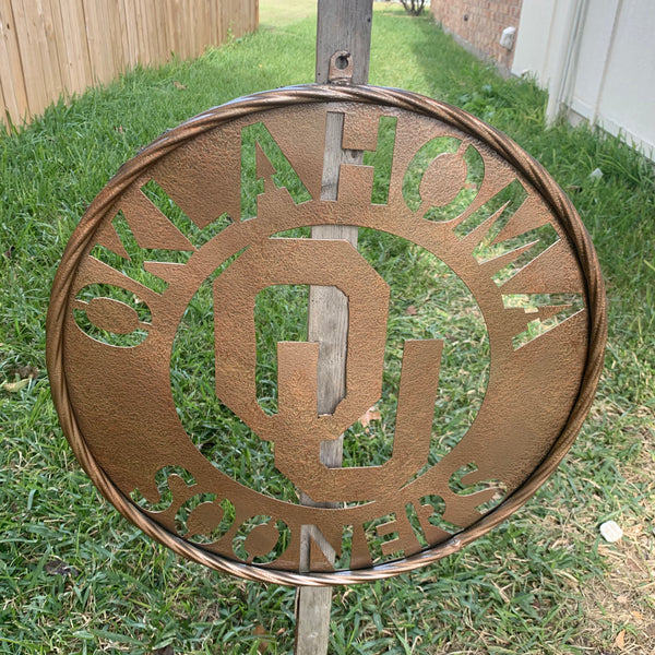 12",18",24",32" OU SOONERS HAMMERED COPPER CUSTOM METAL VINTAGE CRAFT TEAM SIGN HANDMADE CRAFT