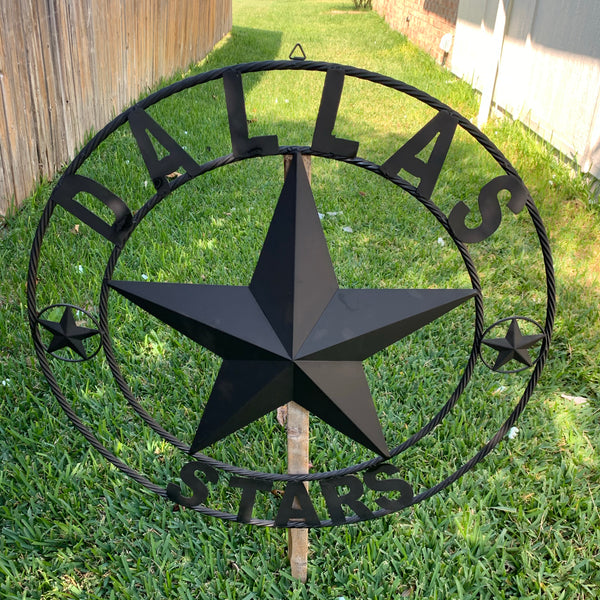 DALLAS STARS RUSTIC BLACK LONE STAR METAL HOCKEY TEAM WESTERN HOME DECOR CRAFT