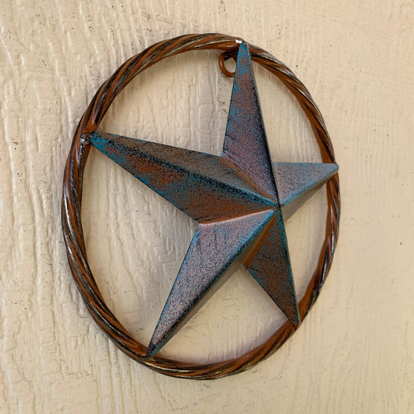 TURQUOISE DISTRESSED BARN METAL STAR WESTERN HOME DECOR ART HANDMADE