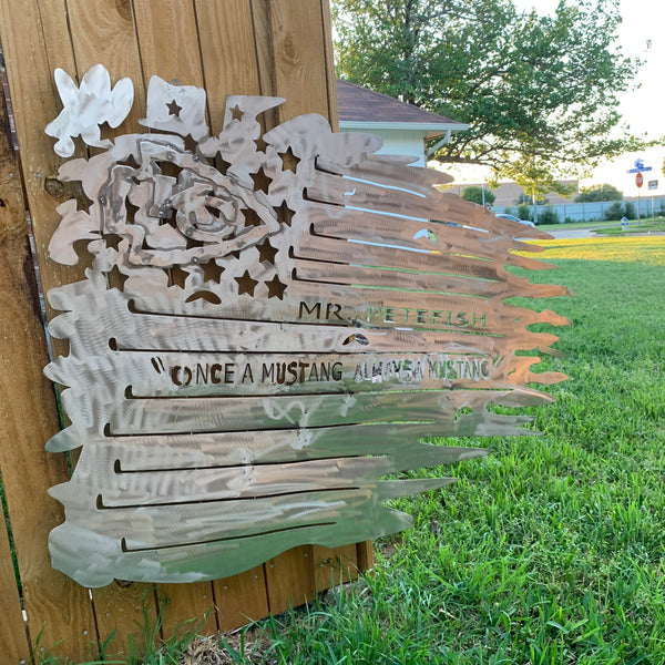 YOUR CUSTOM NAME TATTERED FLAG CUSTOM METAL VINTAGE CRAFT WALL ART HOME DECOR