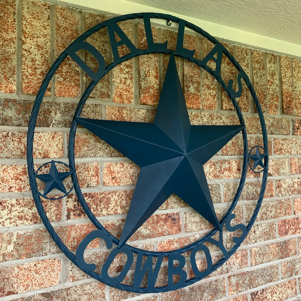 DALLAS COWBOYS NAVY BLUE BARN STAR METAL LONE STAR WESTERN HOME DECOR HANDMADE 24",32",36",40",42",44",46",50"