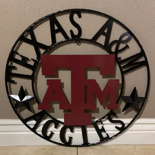 12", 18", 24", 32" TEXAS A&M AGGIES STARS METAL CUSTOM VINTAGE CRAFT WALL ART TEAM SIGN HANDMADE