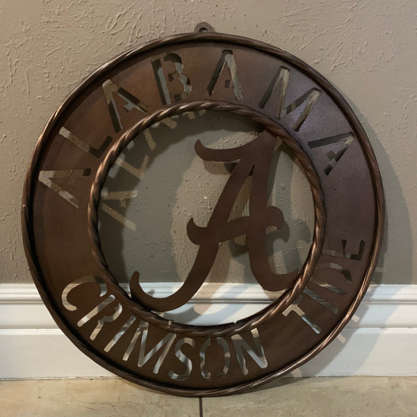 ALABAMA CRIMSON TIDE WIDE BAND RING CUSTOM METAL VINTAGE CRAFT TEAM SIGN HANDMADE