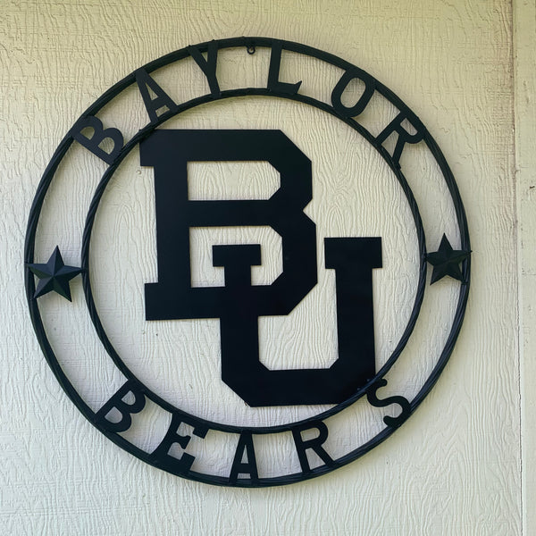 12", 18", 24", 32" BAYLOR BEARS CUSTOM BLACK METAL VINTAGE CRAFT SIGN WALL ART HANDMADE