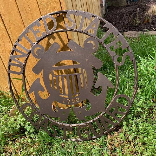 24" USA COAST GUARD MILITARY METAL WALL ART DECOR VINTAGE RUSTIC BRONZE WESTERN HOME DECOR NEW