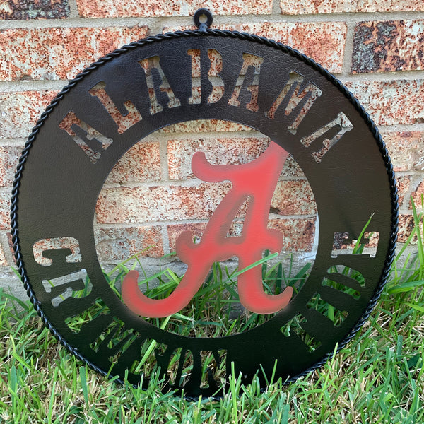 ALABAMA CRIMSON TIDE WIDE BAND RING CUSTOM METAL VINTAGE SIGN TEAM SPORTS HANDMADE