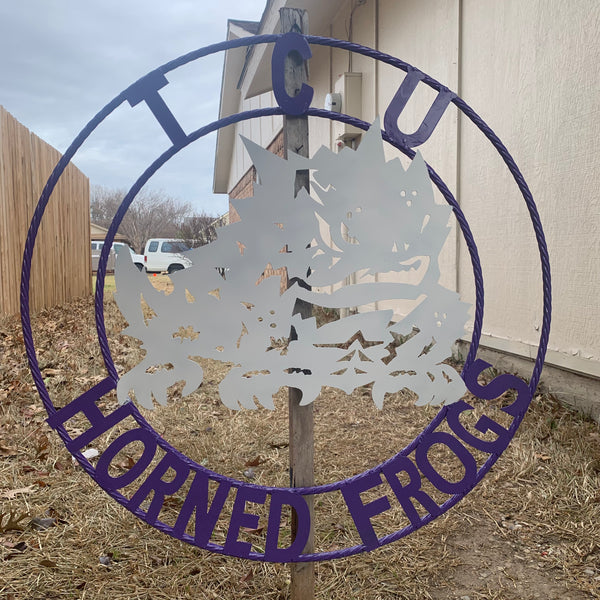 12",18",24",32",36" TCU HORNED FROGS CUSTOM METAL VINTAGE CRAFT TEAM SIGN HANDMADE