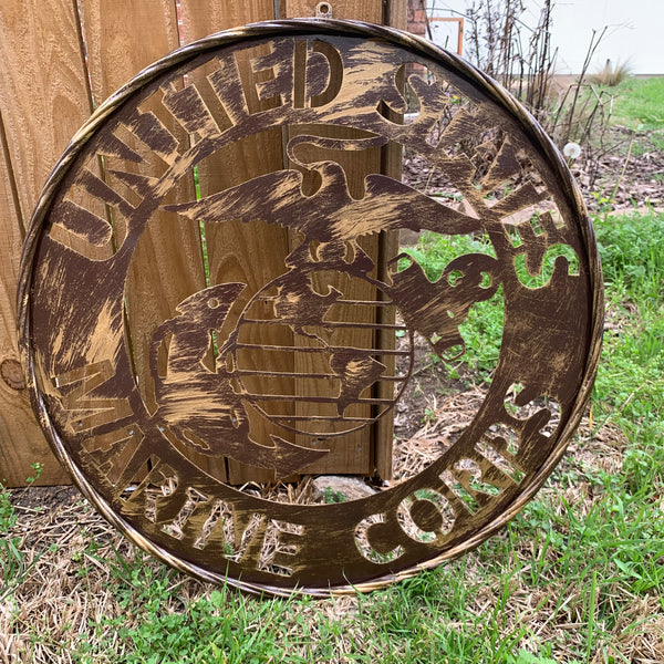 #EH10085 18",24",32" US MARINE CORPS MILITARY LASERCUT METAL PATRIOTIC WALL ART WESTERN HOME DECOR HANDMADE RUSTIC BRONZE COPPER