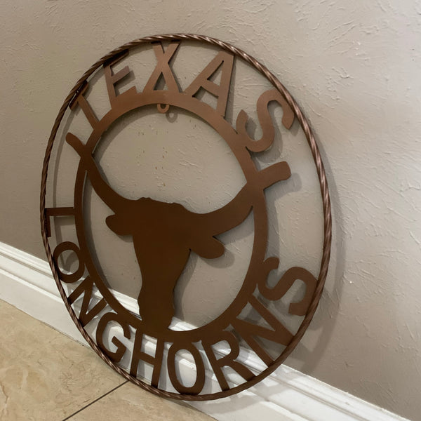 40",44",50" TEXAS LONGHORNS CUSTOM METAL VINTAGE CRAFT SIGN TEAM ART WESTERN HOJME DECOR RUSTIC BRONZE