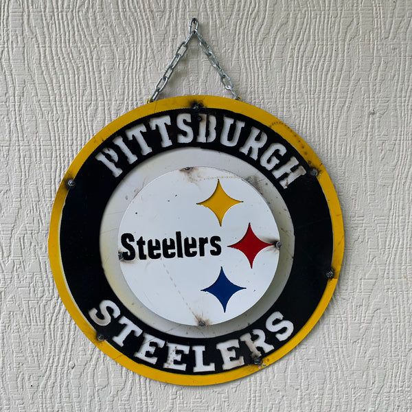 15" PITTSBURGH METAL DISC CUSTOM VINTAGE CRAFT TEAM SPORTS SIGN