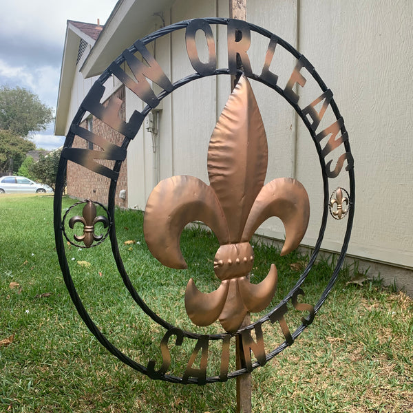 18", 24", 32" NEW ORLEANS SAINTS METAL SIGN WALL ART WESTERN HOME DECOR RUSTIC GOLD & BLACK ART NEW
