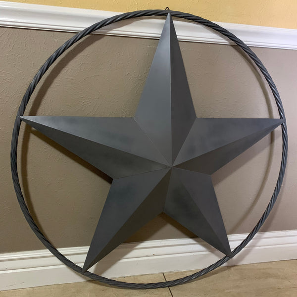RUSTIC GREY BARN LONE STAR WITH TWISTED ROPE RING METAL WALL ART WESTERN HOME DECOR VINTAGE RUSTIC CRAFT NEW 12",16",24",32",36",38",40",48",60",72",96"