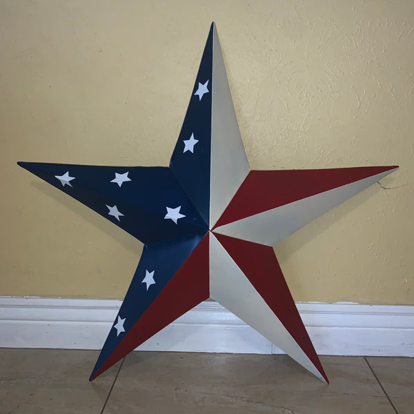 12",16",24",30",36" USA AMERICAN FLAG STAR STYLE #1 RED WHITE & BLUE METAL BARN STAR WALL ART HANDMADE STYLE# 1