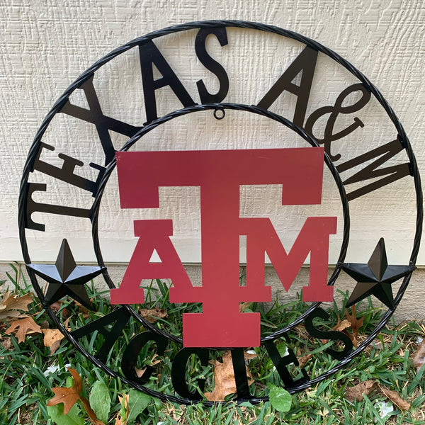 12", 18", 24", 32" TEXAS A&M AGGIES STARS METAL CUSTOM VINTAGE CRAFT WALL ART TEAM SIGN HANDMADE