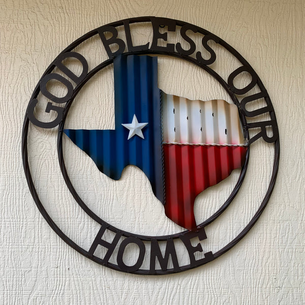 24" WAVY GOD BLESS PUR HOME STATE OF TEXAS METAL CRAFT SIN WESTERN HOME DECOR HANDMADE NEW
